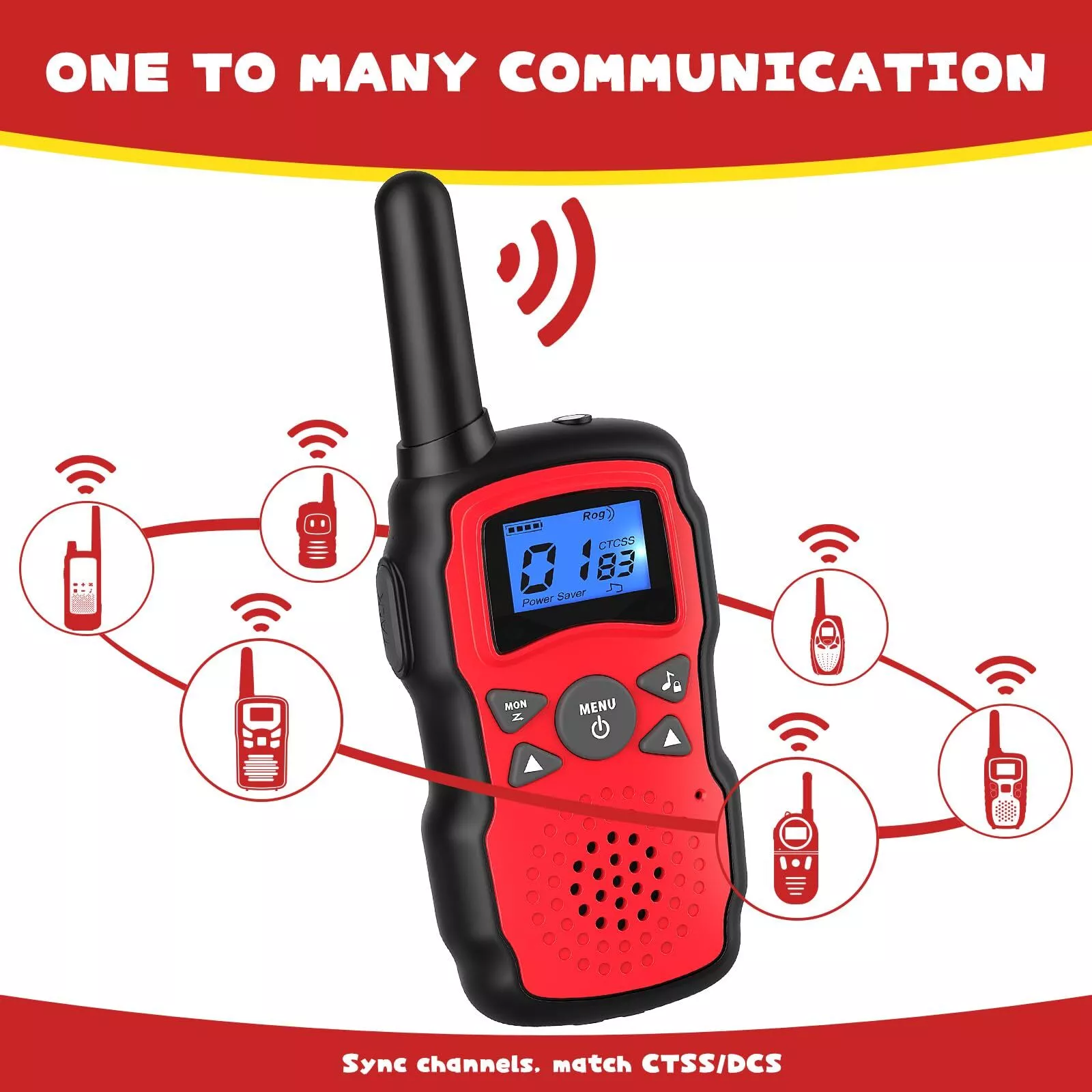 Kids Walkie Talkie - 5 Miles Range, LCD Display, LED Flashlight, Adventure Ready