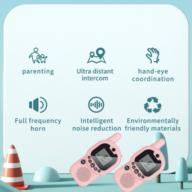Pink Kids Walkie Talkie - Long Range, Noise Reduction, Eco-Friendly Materials