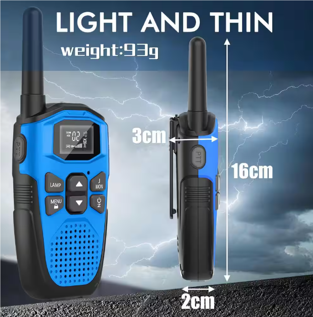 Children's Handheld Walkie Talkie - 3 Miles Range, Durable Shell, LED Emergency Light