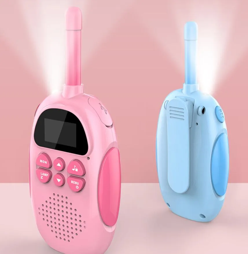DJ100 Tortoise Walkie Talkies - 3KM Range, Rechargeable, Pink and Blue