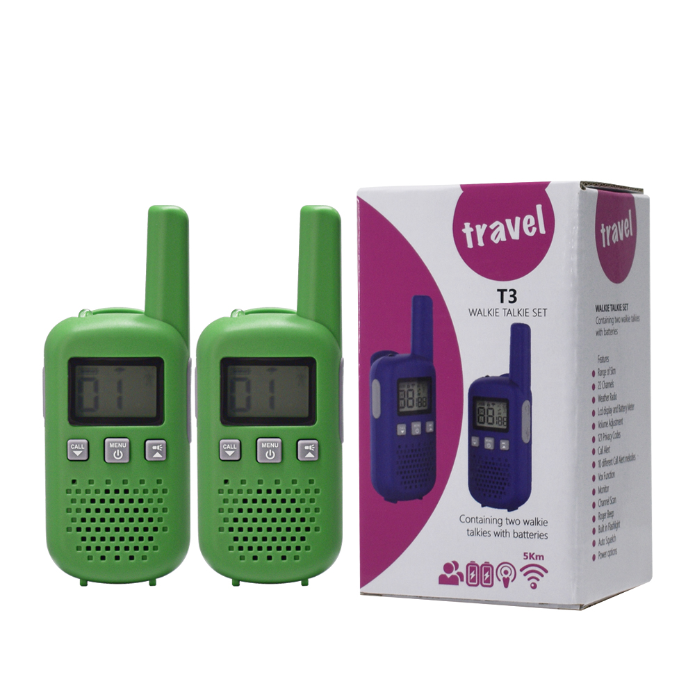 Dlouhý dosah Dětské Walkie Talkies s baterkou, 3-5 KM rozsah, 22 kanály a nouzové funkce