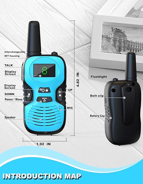 Rechargeable Walkie Talkies for Kids & Adults - 4-Pack Two-Way Radios with LED Display, USB Charging, 22 Channels, and Long Range