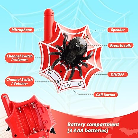 Spider-Themed Kids Walkie Talkie with Fun Design and 3 Miles Range