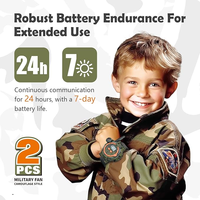 Kids Camouflage Walkie Talkie Watch with Compass and USB Charging
