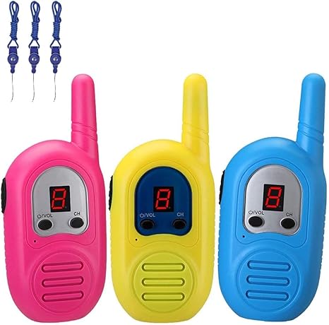Compact Kids Walkie Talkie with Micro USB Port - 3 Miles Range and LED Display