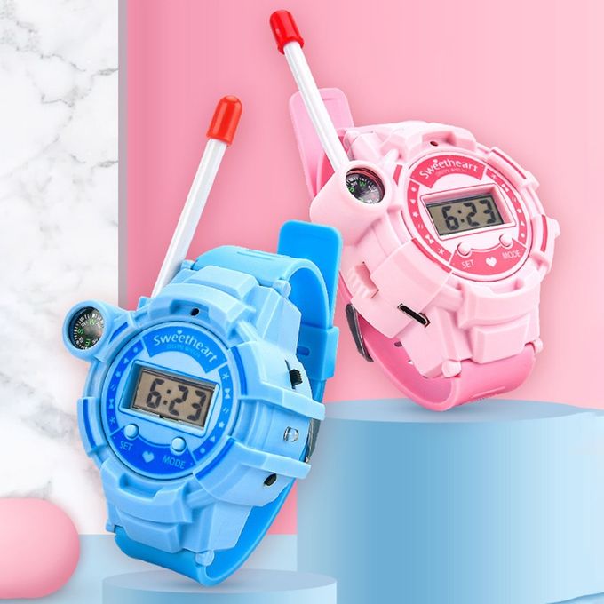 Kids Pink Walkie Talkie Watch with Compass and USB Charging