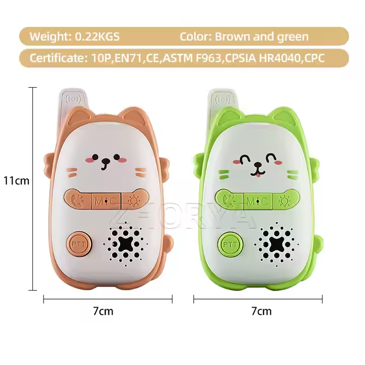 Kids Cat-Themed Walkie Talkie with One-Click Call and Real Phone Ring