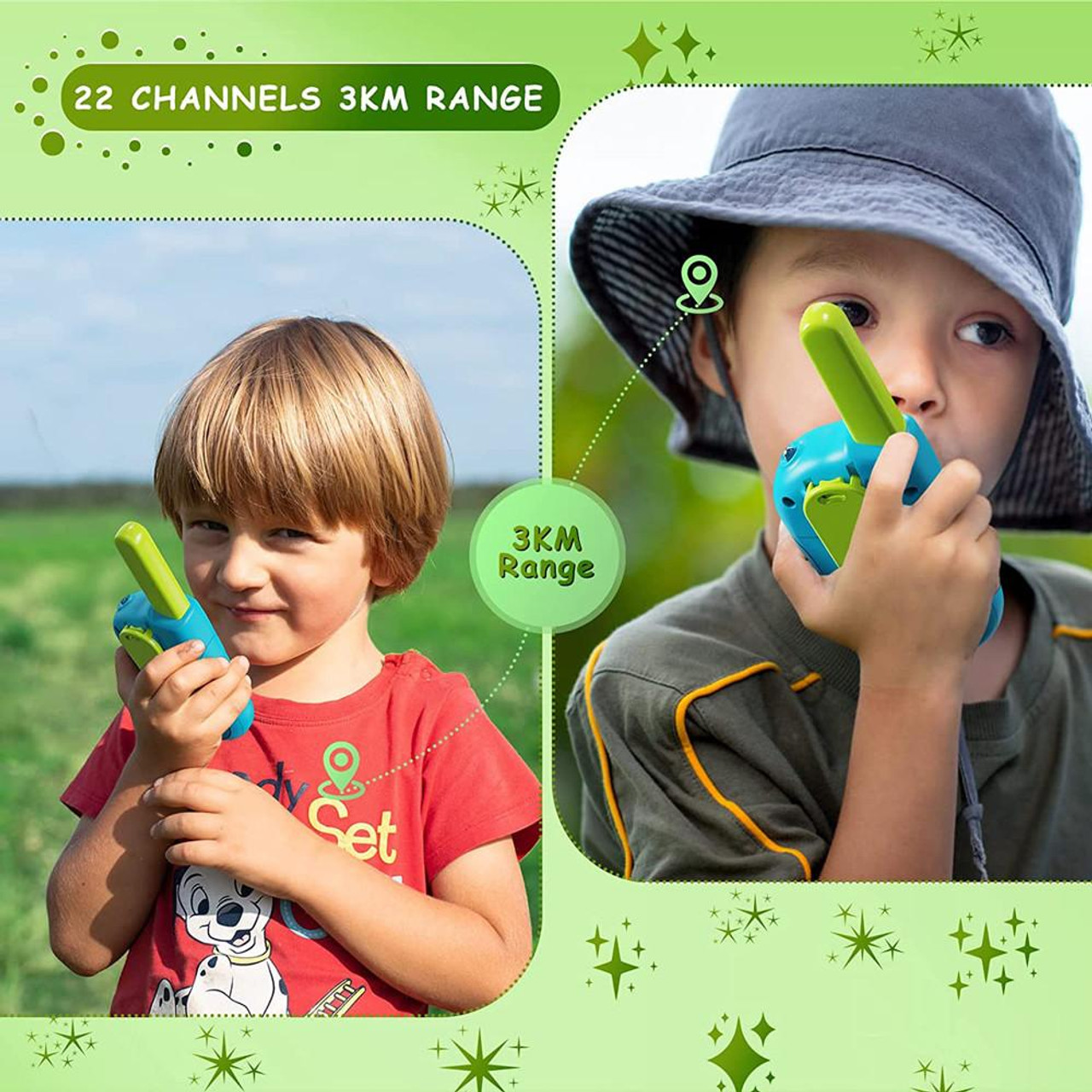 Kids Walkie Talkies - 3 Miles Long Range Two-Way Radios for Outdoor and Indoor Play