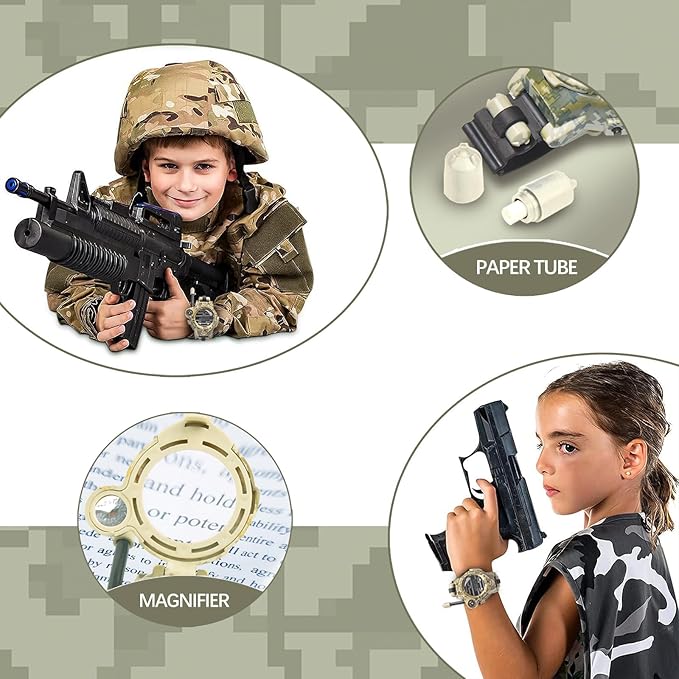 Kids Camouflage Walkie Talkie Watch with Compass and Flashlight