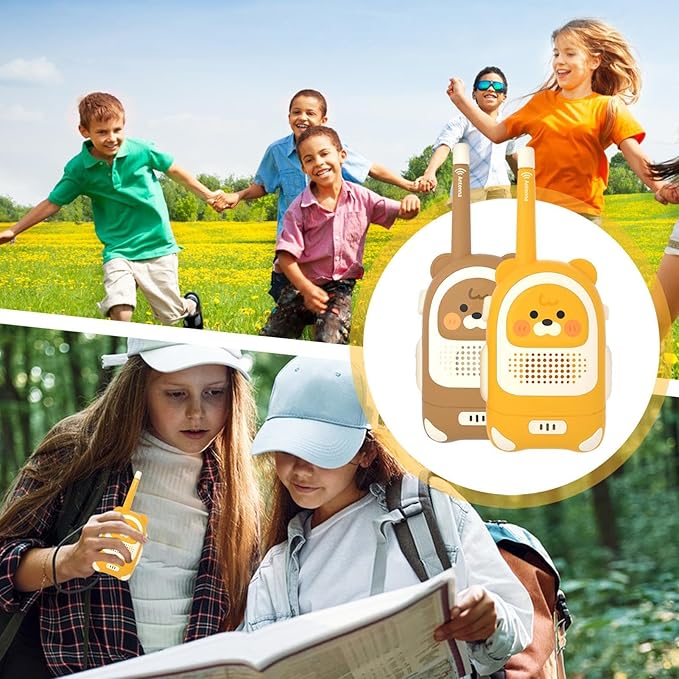 Cute Bear Kids Walkie Talkie with 3 Miles Range and Durable Design