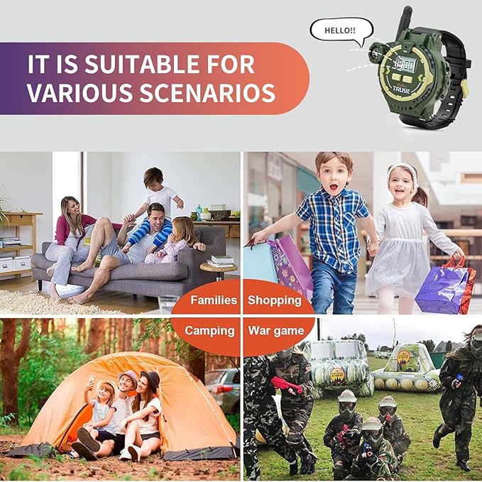 Kids Military Green Walkie Talkie Watch with Compass and Flashlight