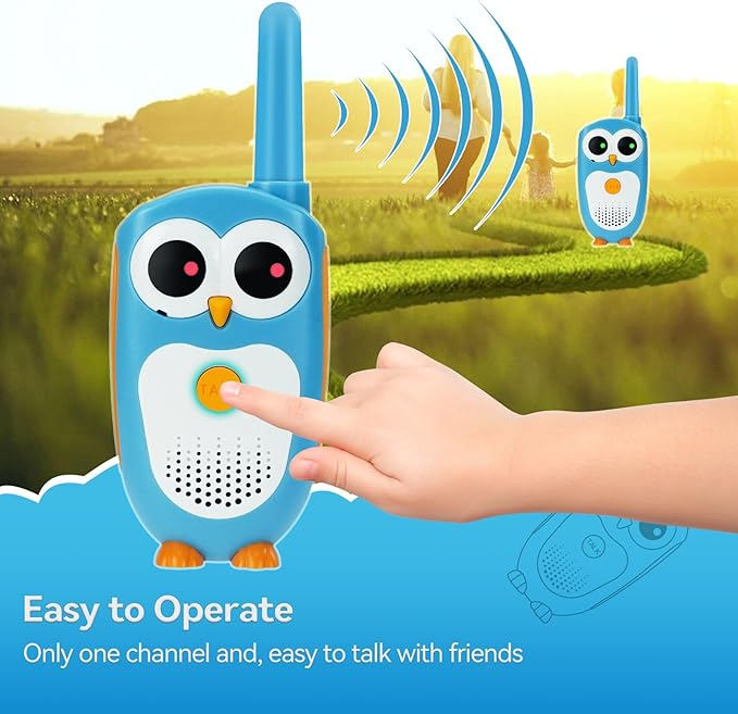 Owl-Themed Kids Walkie Talkie with Automatic Battery Save - 3 Miles Range
