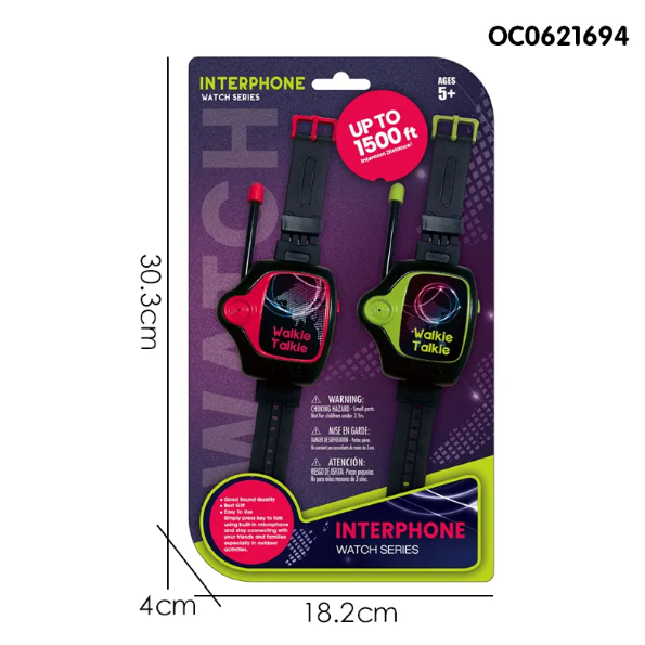 Kids Two-Way Wrist Walkie Talkie with Antenna and Clip-On Design