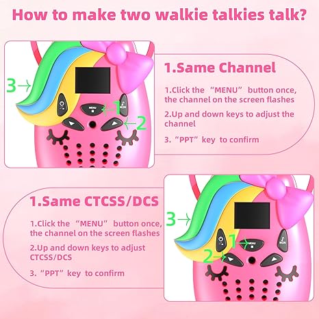 Unicorn-Themed Kids Walkie Talkie with 22 Channels and VOX - 3 Miles Range