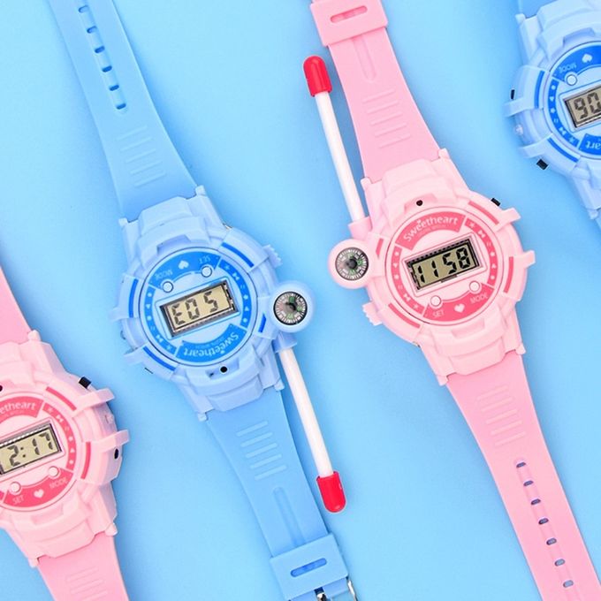 Kids Pink Walkie Talkie Watch with Compass and USB Charging