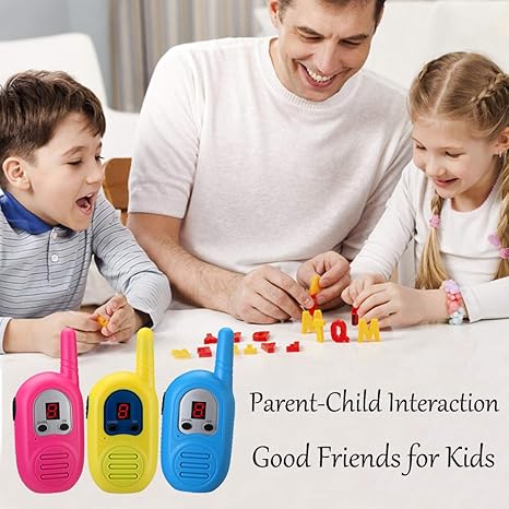 Compact Kids Walkie Talkie with Micro USB Port - 3 Miles Range and LED Display