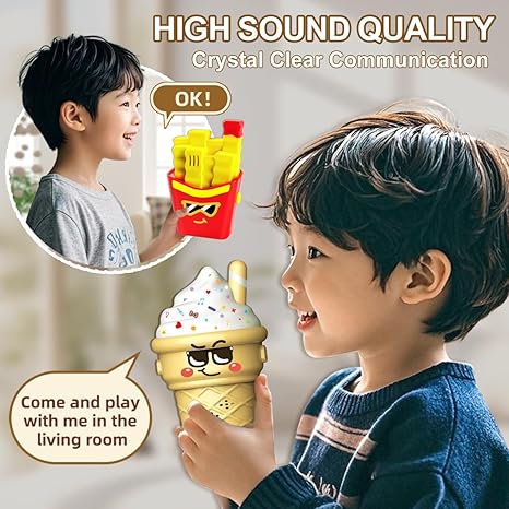 Cute Ice Cream and Fries Walkie Talkie for Kids - Fun Design with Clear Sound
