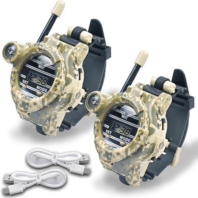 Kids Camouflage Walkie Talkie Watch with Compass and Flashlight