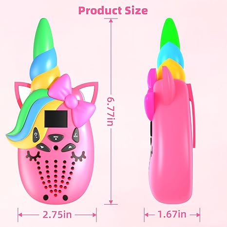 Unicorn-Themed Kids Walkie Talkie with 22 Channels and VOX - 3 Miles Range