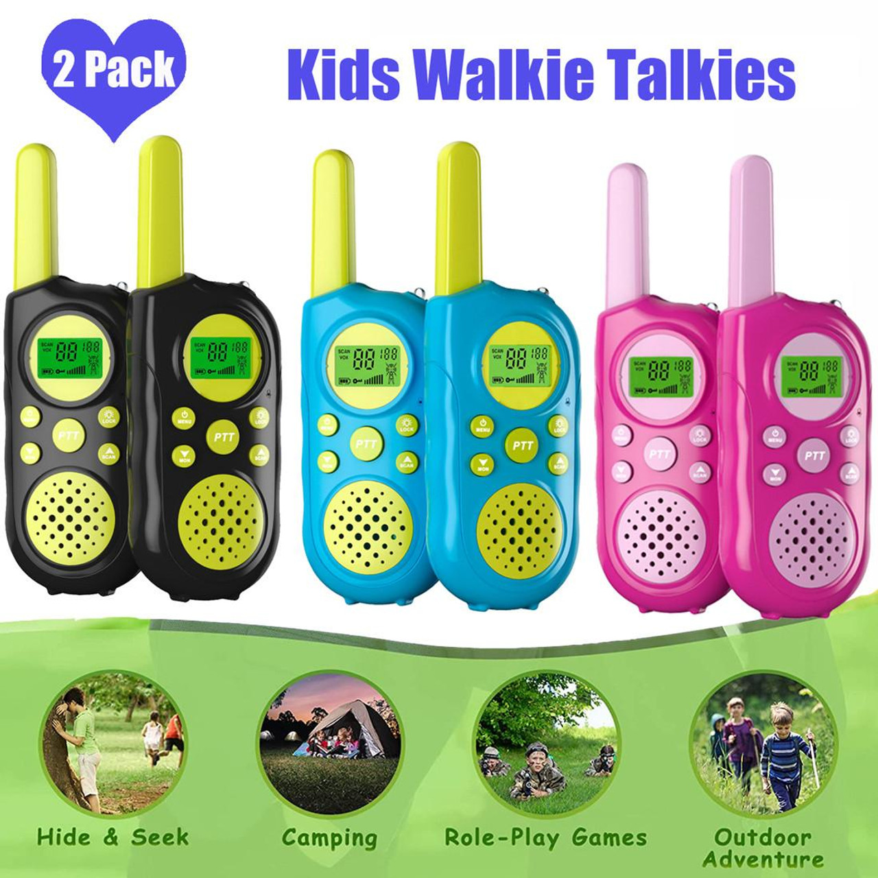 Kids Walkie Talkies - 3 Miles Long Range Two-Way Radios for Outdoor and Indoor Play