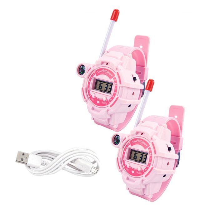 Kids Pink Walkie Talkie Watch with Compass and USB Charging