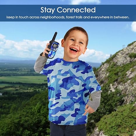 Camouflage Kids Walkie Talkies - 2-Pack with 22 Channels, 99 Subchannels, Noise Reduction, and Flashlight